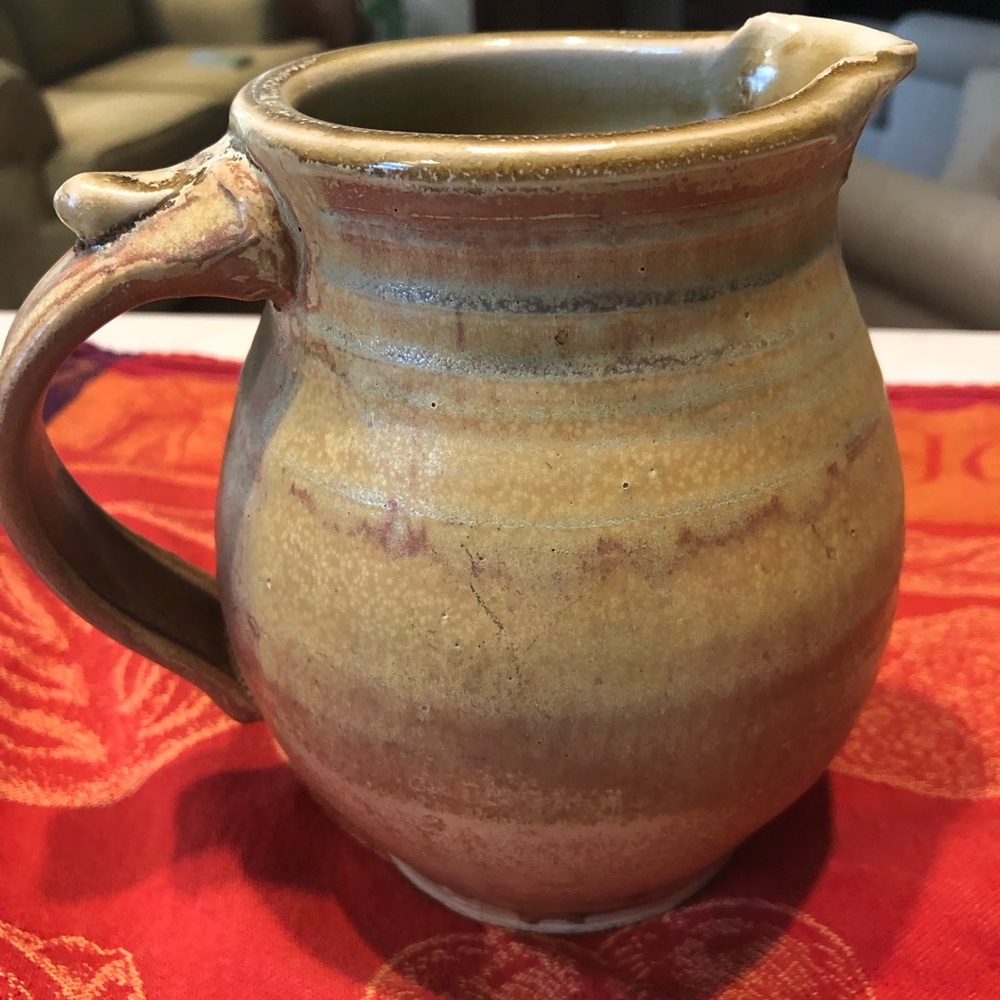 Medium Studio Art Pottery Glazed Pitcher Jug. Artisan- made 1970’s.